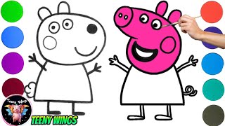 How to draw Peppa pig  🐷 and Suzy Sheep drawing , Coloring for Kids and Toddlers| Peppa pig 🐷