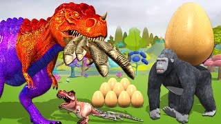 Tyrannosaurus Rex Eggs vs Gorilla video || Cartoon Kong Jurassic Park Adventure