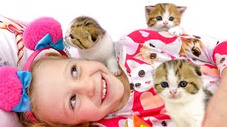 Nastya Learns How To Foster a Kittens
