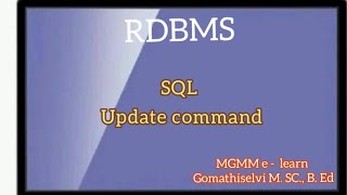 UPDATE Command in SQL RDBMS... Different ways to use Update command..... tamil