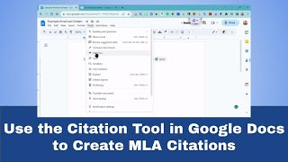 Use The Citation Tool In Google Docs To Create Mla Citations
