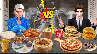 Desi Vs Videsi Food Eating Challenge Street Food Competition Hindi Kahani Moral