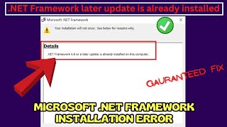 .Net framework 4.8 or a later update is already installed on this computer FIX
