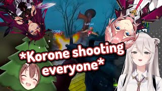 Korone keeps shooting Botan, IRyS & Lui in L4D2, ending up up in complete chaos (headphone warning)