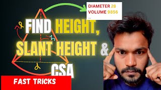 😎 Fast Trick to Find Height, Slant Height & CSA of a Cone | Class 9 CBSE Maths