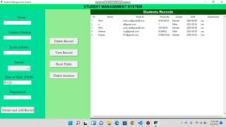 STUDENT MANAGEMENT SYSTEM using PYTHON,TKINTER(with database)