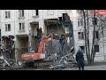 30 Min Dangerous Building Demolition Excavator Skills   Awesome Heavy Equipment Machines Operator