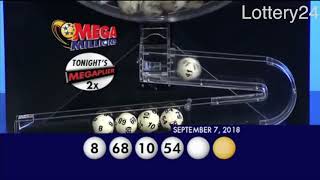 2018 09 07 Mega Millions Numbers and draw results