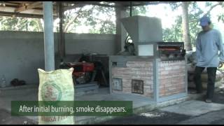 Demonstration of IRRI's semiautomatic-fed downdraft rice hull furnace (dRHF)