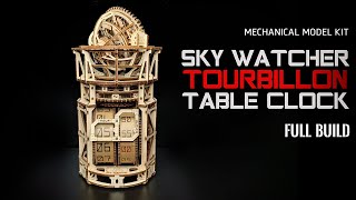 Assembly Wooden Meditation Clock | Sky Watcher Tourbillon Table Clock Ugears 3D Puzzle | Timelapse