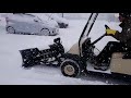 チェーン装着スノーブレード（スノープラウ）カート 電動ゴルフカートで除雪