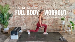35 Minute Full Body Strength Workout | Glutes Quads Back Biceps Core | Giant-Sets At-Home