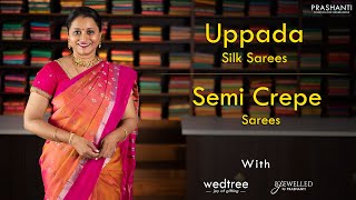 Uppada Silk Sarees, Semi Crepe Sarees, Pendant Sets by B'jewelled | Prashanti