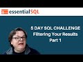 Use SQL Where to Filter Results Part 1- Essential SQL Challenge – Interactive Tutorial