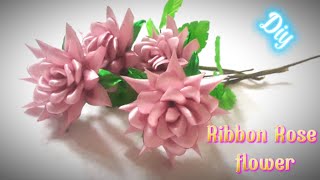 DIY /How to make beautiful ribbon rose flowers🌹🌹