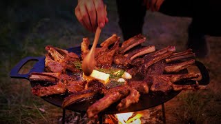 LAMB LOIN IN AN AZERBAIJAN SAJ FRYING PAN | ASMR