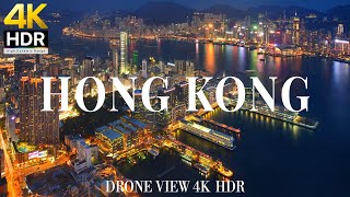 Hong Kong 4K drone view 🇨🇳 Flying Over Hong Kong | Relaxation film with calming