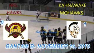 LHTO November 16, 2019 Bantam B HRS Hawks vs. Kahnawake