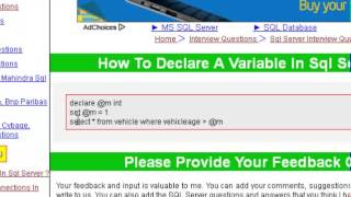 How to declare a variable in sql server