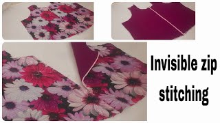 Invisible zip cutting stitching//invisible zip//zip//cutting stitching