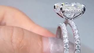 6.5 Carat Moissanite Engagement Ring Wedding Band Set