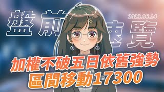 【60秒盤前速覽】加權不破五日依舊強勢，區間移動17300！/ 2023.06.13  #口袋證券 #股票