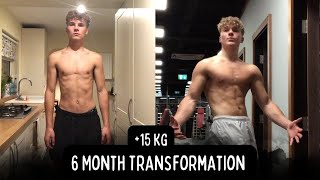 INSANE 6 month Skinny to Muscular body transformation 62kg-77kg (+15kg) *motivational*
