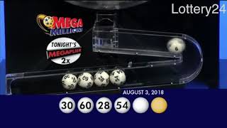 2018 08 03 Mega Millions Numbers and draw results