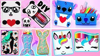 8 DIYS: Unicorn, Stitch, Mermaid and Panda SCHOOL SUPPLIES (Notebook and Pencil Case)