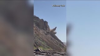 Cliff collapses above San Diego County beach