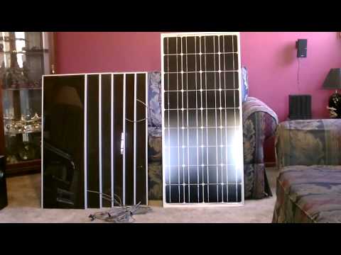 Solar Panel Comparison - (100w Monocrystalline vs. 45w harbor freight set) - with battery info. Solar Panel Comparison - (100w Monocrystalline vs. 45w harbor freight set) - with battery info.