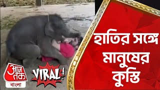 হাতির সঙ্গে মানুষের কুস্তি | Elephant Viral Video | Aaj Tak Bangla