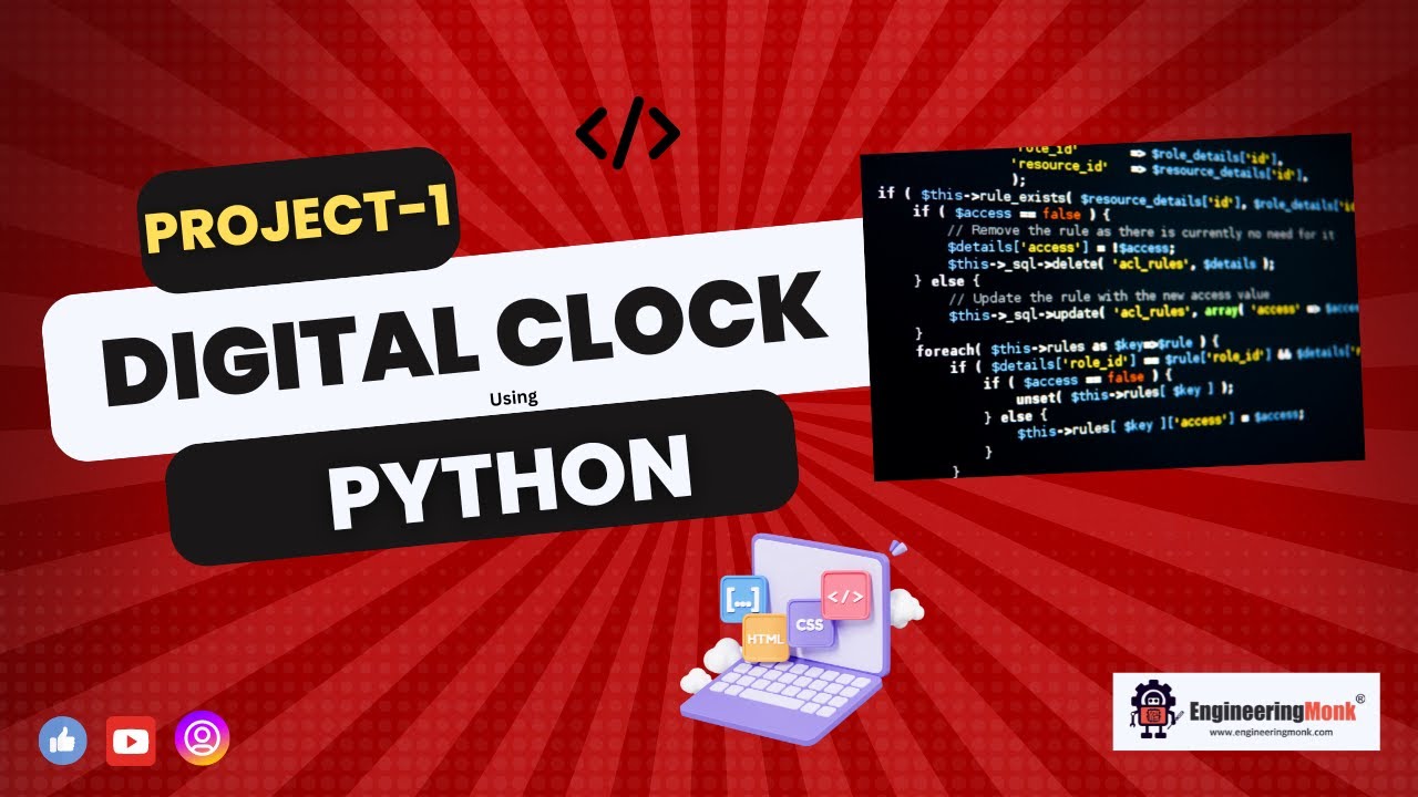 Digital Clock Using Python Programming Project 1 Youtube