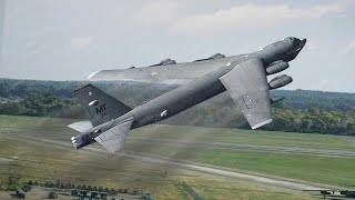 70 Years Old US B-52 Aircraft Takeoff Almost Vertically With Full Engines Thrust