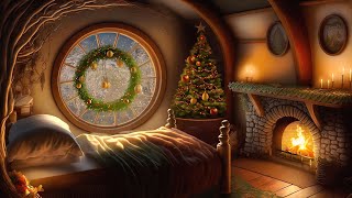 Christmas Hobbit Bedroom - Cozy Winter Ambience - Relaxing Fireplace & Whistling of the Wind Sounds