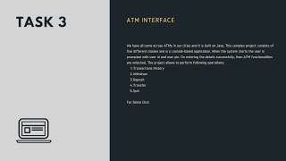 Oasis Infobyte JAVA Development Internship Task 3 | JAVA ATM Interface Task with Source Code