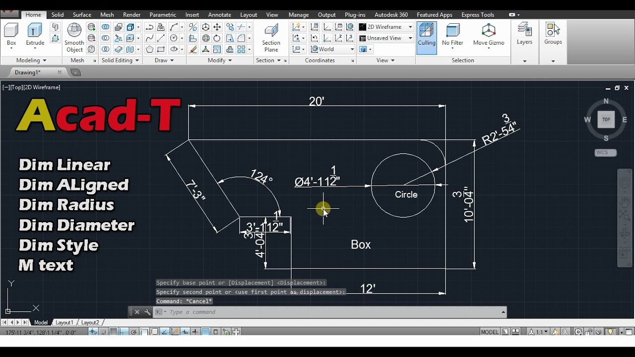 AutoCad Tutorial,Type Of Dimension - Dimension Style - YouTube