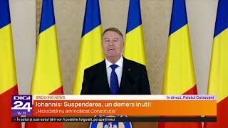 Klaus Iohannis: Demisionez din funcția de președinte al Românie