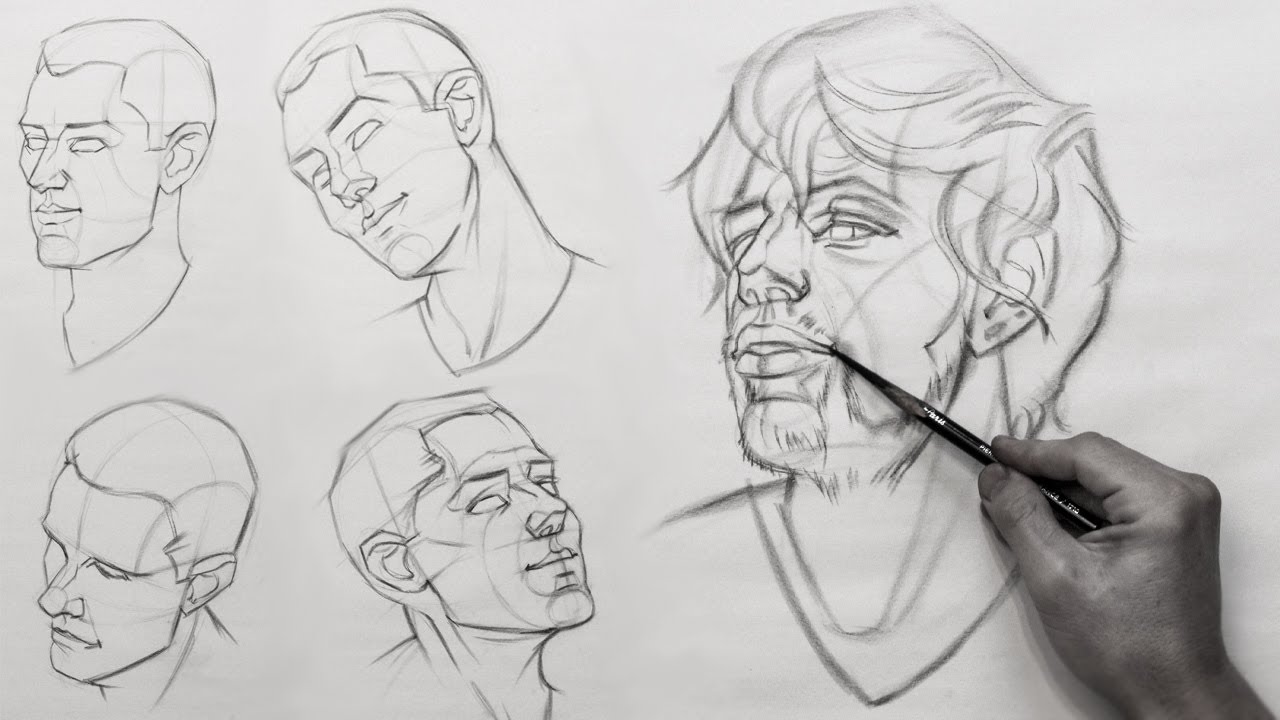 How To Draw Heads In Proportion Freehand // Using The Nose To Check ...