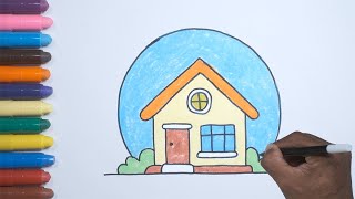 Menggambar dan Mewarnai Rumah dengan Crayon | How to Draw House for Kids #Painting #Coloring