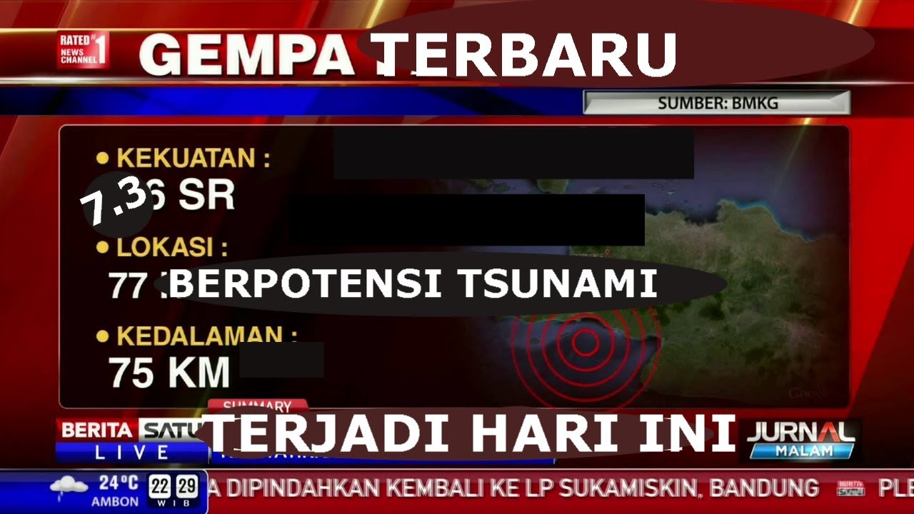 TERBARU!!! Gempa Bumi Hari Ini Berpotensi Tsunami | Sumber BMKG - YouTube