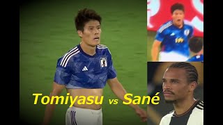 冨安 vs サネ 【魂の咆哮】 Takehiro Tomiyasu showed  Leroy Sané his impressive defensive skills！Germany×Japan