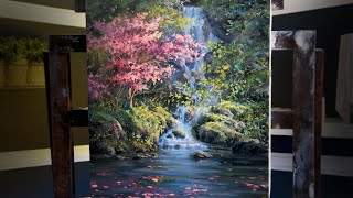 Flowering Tree & Waterfall | Paint with Kevin ®