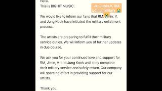 my god..my heart?😭finally JK,V,Jimin, and Rm going military service😭😭😭We will Waiting for you💜💜#BTS