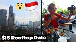 Rooftop DINNER DATE for $15 in Jakarta, Indonesia - Travel Vlog Day #223