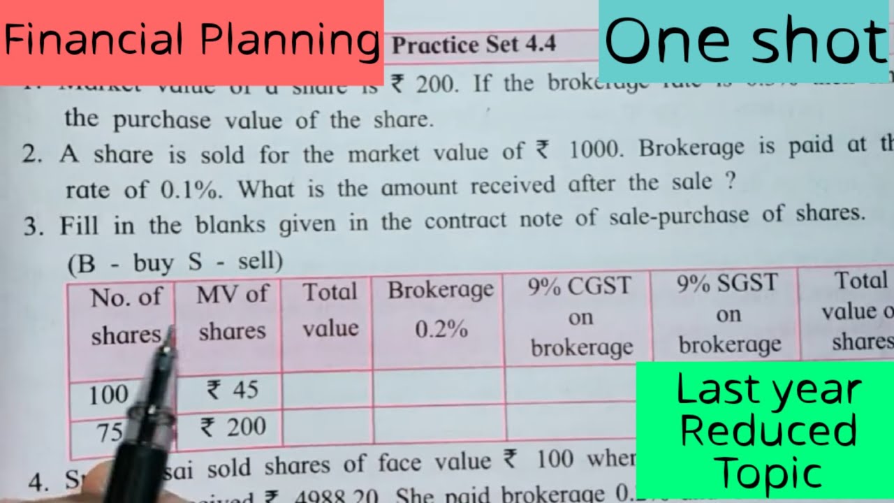 Practice Set 4.4 Financial Planning Class10 Algebra 10th Maths1 SSC ...