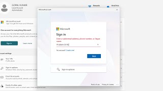 microsoft account sign in problem