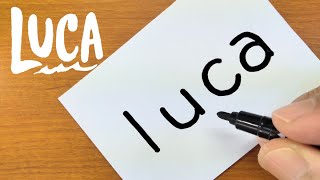 How to turn words Luca（Disney and Pixar）into a cartoon - How to draw doodle art on paper