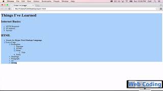 HTML: 5 Lists Assignment