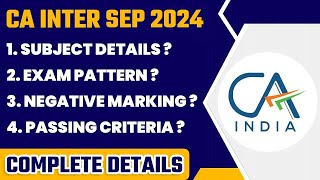 Icai Paper Pattern Ca Inter Sep 2024 Icai Subject Wise Paper Pattern Ca
